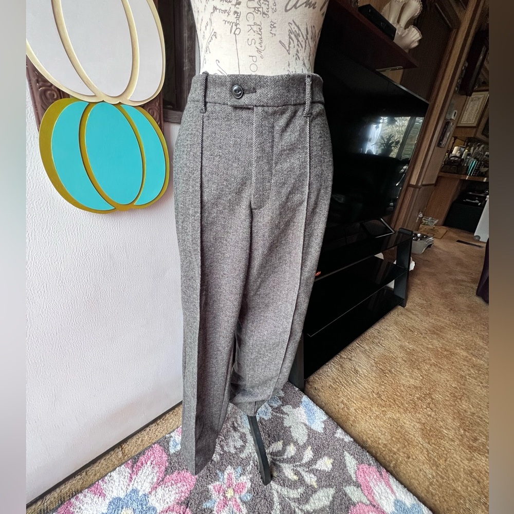 women's LEE grey herringbone thick polyester blend wide-leg trousers.